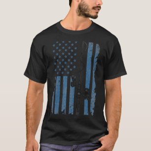 T-shirt Canne à pêche Drapeau Américain, Pêcheur, Pêche, P