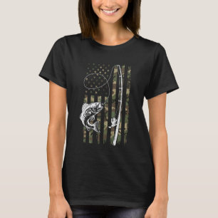 T-shirt Canne à pêche Drapeau USA Pêche Amérique Bass Fish