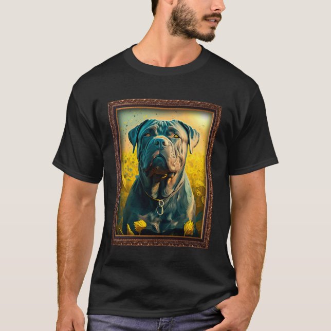 T-shirt Canne Corso peinture tournesol Fleur Maman Femmes  (Devant)