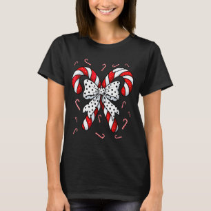 T-shirt Canne de bonbon joyeuse et brillante rouge et blan