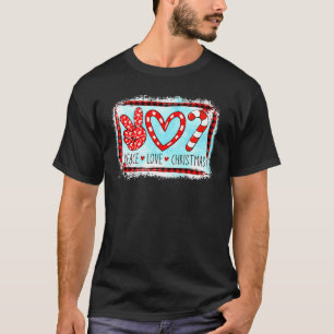 T-shirt Canne de bonbon Paix Amour Noël Chapeau de Père No