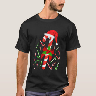 T-shirt Canne de Noël en bonbon Chapeau de Père Noël drôle