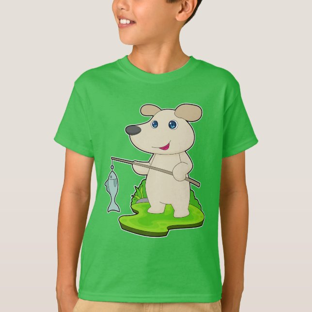 T-shirt Canne de pêche de chien Fisher (Devant)