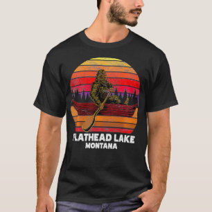 T-shirt Canoë-kayak de lac de pêche de Bigfoot Flathead La