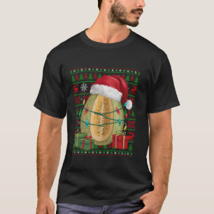 T-shirt Cantaloupe Fruit Xmas Lights mauvais Père Noël Can