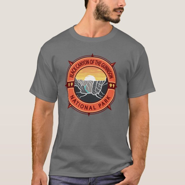T-shirt Canyon Noir Du Parc National Gunnison Compass (Devant)