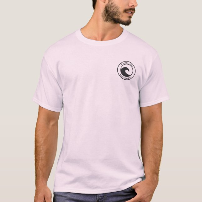 T-shirt Cape Cod Black Ocean Wave Circle Design (Devant)