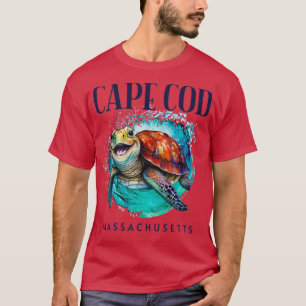 T-shirt Cape Cod Massachusetts Aquarelle Happy Sea Turtle