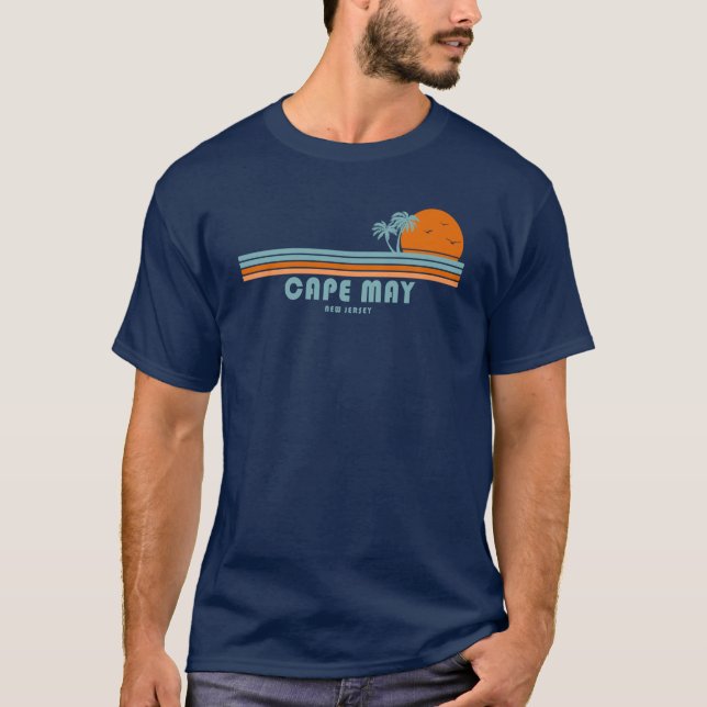 T-shirt Cape May New Jersey Sun Palm Trees (Devant)