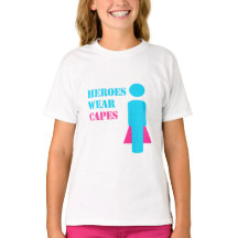 T-shirt capes d'usure de héros (Turquoise/rose)