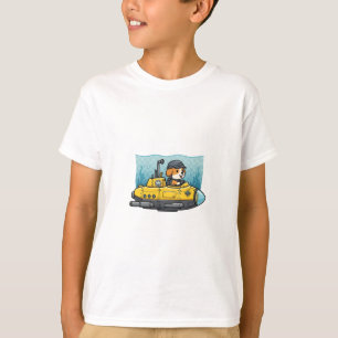 T-shirt Capitaine Beagle Chien Sous-Marin Jaune Enfants