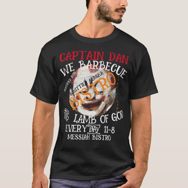 T-SHIRT CAPITAINE DAN NOUS BARBECUE L'AGNEAU DE DIEU TOUS  (Devant)