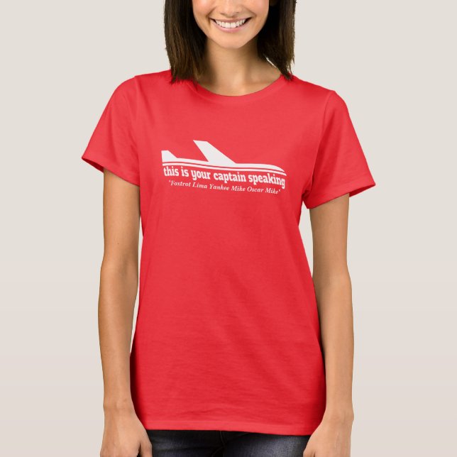 T-shirt Capitaine d'avion parlant radiotéléphonie Fly Mom  (Devant)