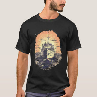 T-shirt Capitaine de bateau de croisière de vacances rétro