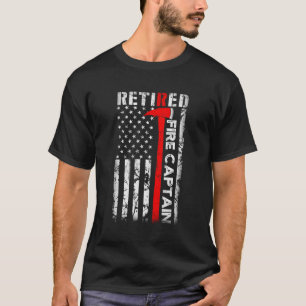 T-shirt Capitaine de pompier retraité Retiret Uas Drapeau