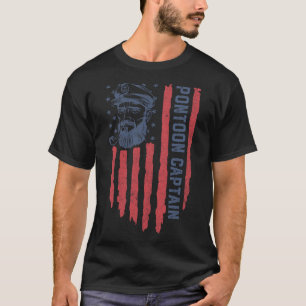 T-shirt Capitaine de Ponton Drapeau Américain Drôle Bateau