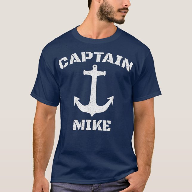 T-shirt Capitaine Mike Capitaine de bateau personnalisé (Devant)