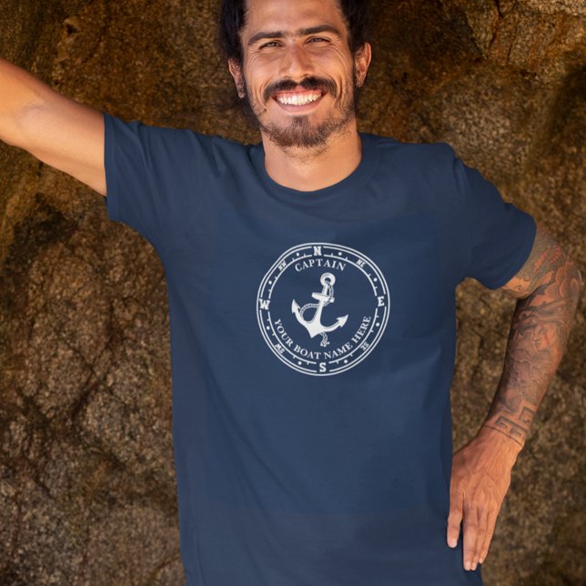 T-shirt Capitaine Nautical Ancre Compass Nom du bateau (Créateur téléchargé)