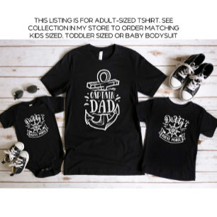 T-shirt Capitaine noire papa papa papa et moi Fête des pèr