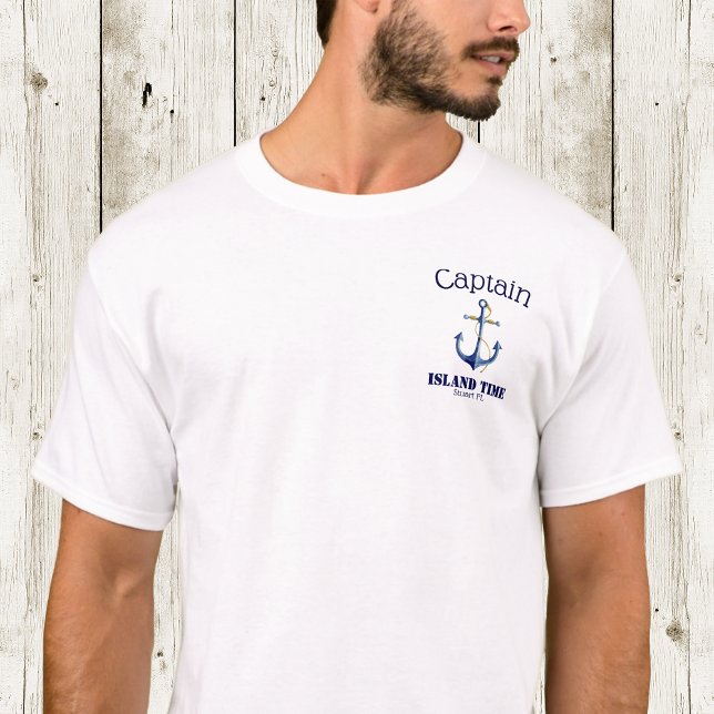 T-shirt Capitaine, nom du bateau et Ancre du port d'attach (Boat Name and Home Port Captain T-Shirt 👕)