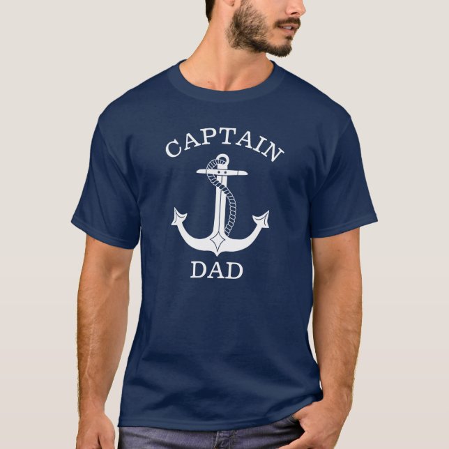 T-shirt Capitaine Papa Ancre blanche Nautical (Devant)
