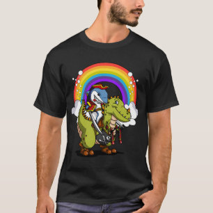 T-shirt Capitaine Pirate Requin Chevauchant un Dinosaure T