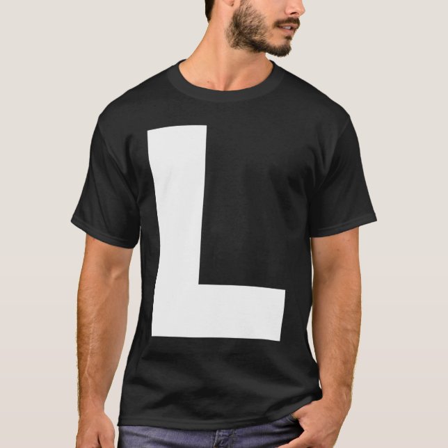 T-shirt Capital L Bold Alphabet Letter Monogram Uppercase  (Devant)