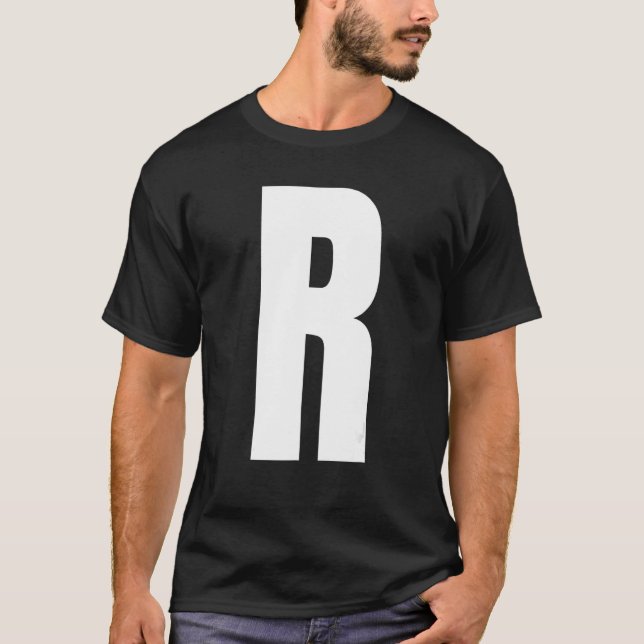 T-shirt Capital Letter R Monogram Anton Font Initial Alpha (Devant)