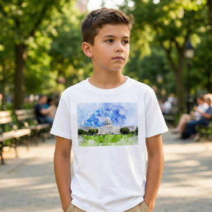 T-shirt Capitole des États-Unis à Washington DC Aquarelle