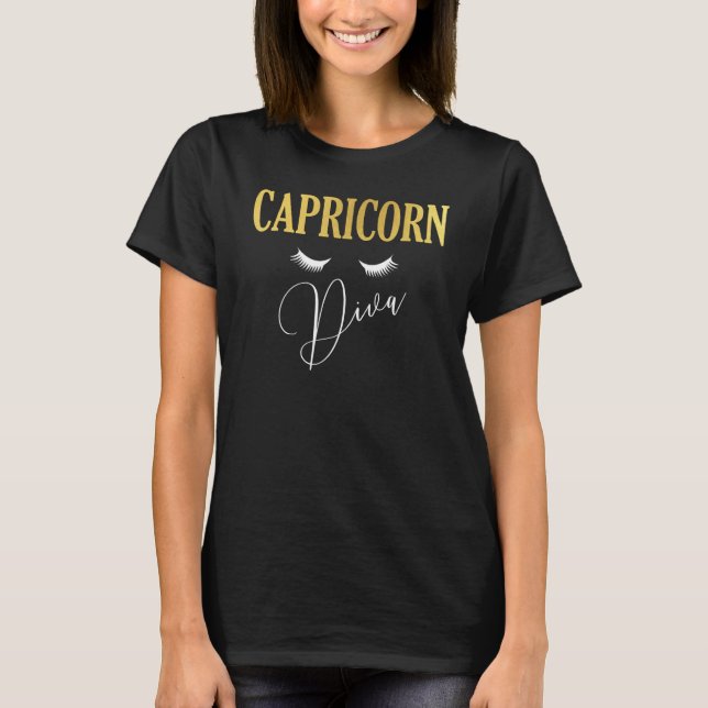 T-shirt Capricorn Diva Zodiac Sign (Devant)
