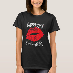 T-shirt Capricorne Reine Lèvres rouges Zodiac Anniversaire