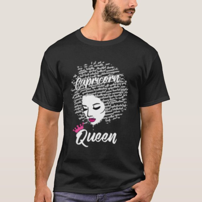 T-shirt Capricorne Zodiac Afro pour Noir (Devant)