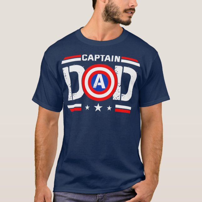 T-shirt Captain Dad Superhero Funny Men Fathers Day Dad (Devant)