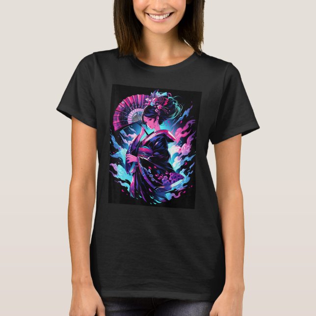 T-shirt Captivating Geisha Essence of Grace Graphic (Devant)