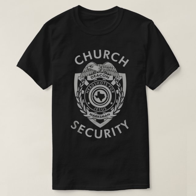 T-shirt Captures de tête de diacre de la sécurité de l'égl (Design devant)