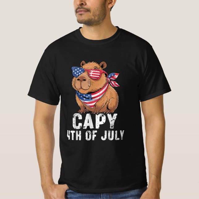 T-shirt Capy 4 juillet USA Drapeau Lunettes de soleil Patr (Devant)