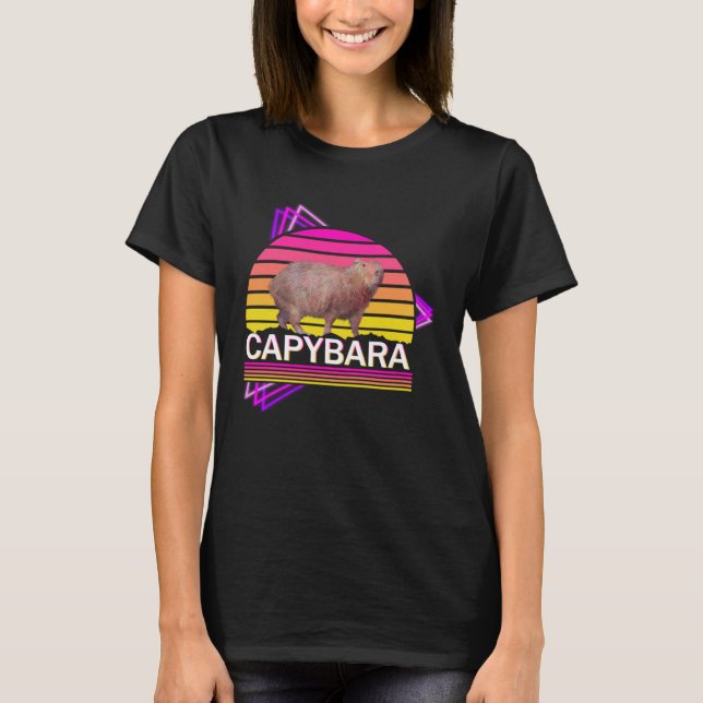 T-shirt Capybara 80s retro vibe man women  capybara (Devant)