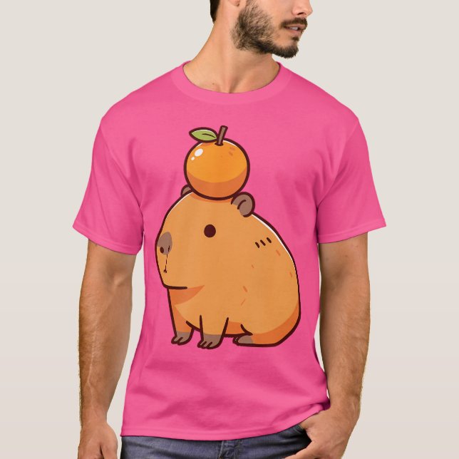 T-shirt Capybara Avec Orange Sur La Tête Capybara (Devant)