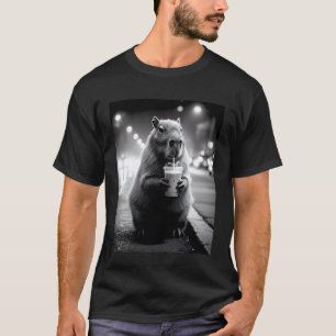 T-shirt Capybara buvant du café glacé Funny Animals Meme M