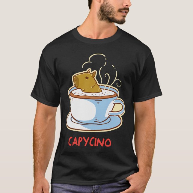 T-shirt capybara cadeaux, capycino, cappuccino café, migno (Devant)