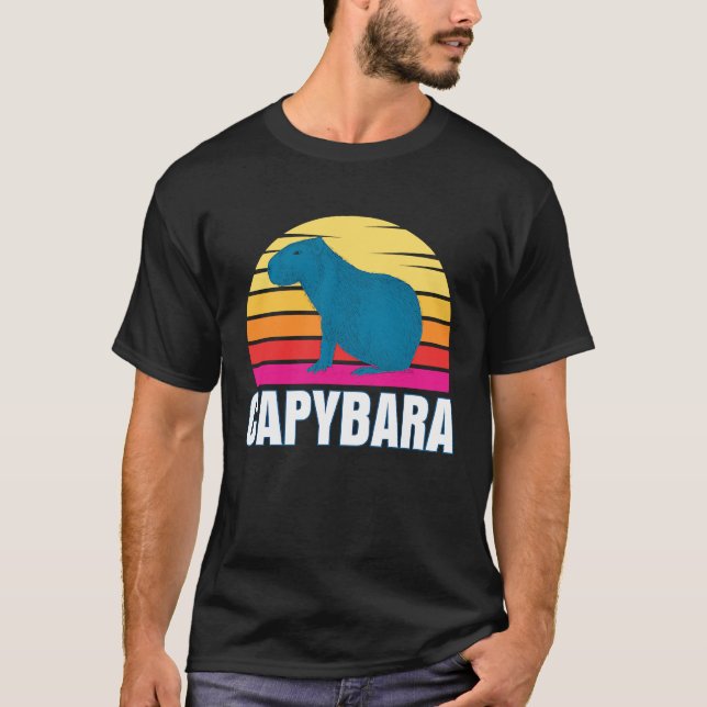 T-shirt Capybara  Capybara  Rodent Pet Animal Sunset (Devant)