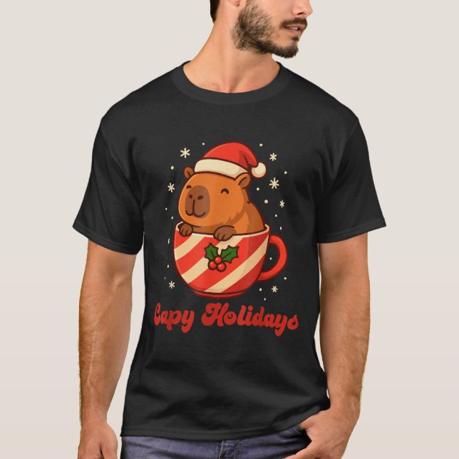 T-shirt Capybara Christmas Shirt, Funny Capy Holidays  (Devant)
