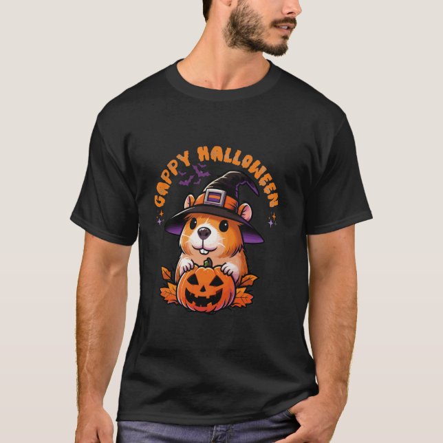 T-shirt Capybara Citrouille Drôle Cappy Cappy Femmes Amour (Devant)