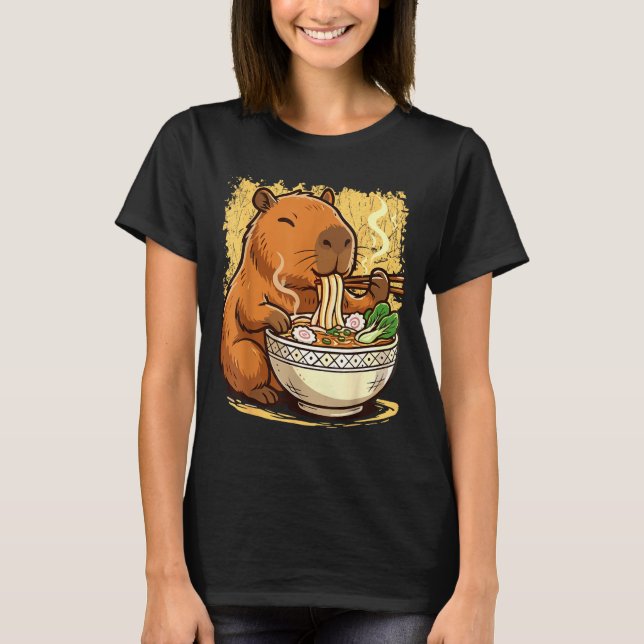 T-shirt Capybara Eating Ramen Noodles  (Devant)