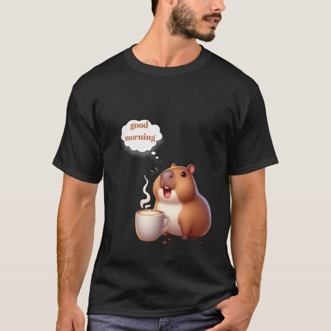 T-shirt capybara et café matinal (Devant)