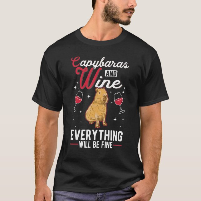 T-shirt Capybara Et Vin Capybara (Devant)