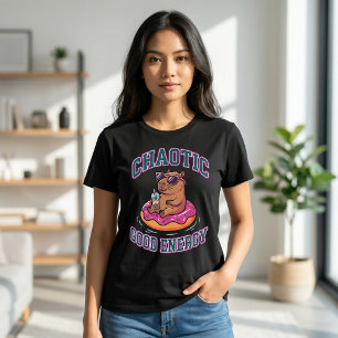 T-shirt Capybara Flotteur de Beignet Énergie Bon Chaos