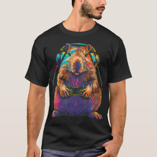 T-shirt Capybara Funny Video Games Capybara Playing Video 