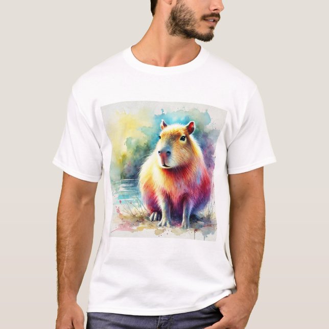 T-shirt Capybara in Nature 130924AREF101 - Watercolor (Devant)
