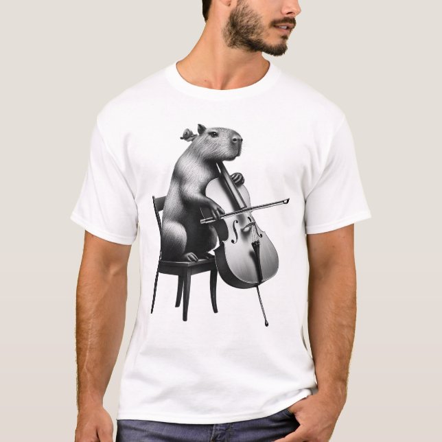 T-shirt Capybara Jouer Cello Cellist Cello Joueur (Devant)